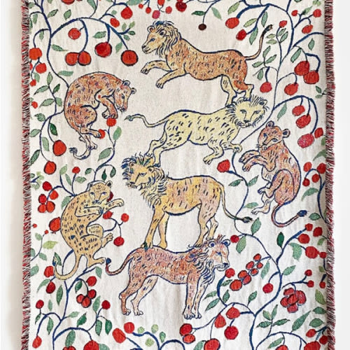 Pomegranate Lions Blanket