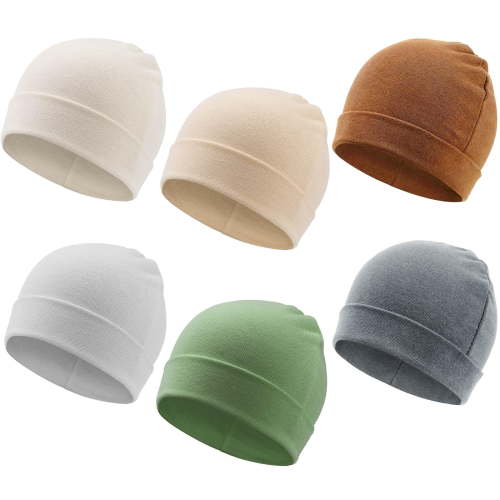 6 Pack Baby Beanie Hats for Unisex Infant Toddler Cotton Beanie Newborn Hospital Hat for Boys Girls 0-6 Months