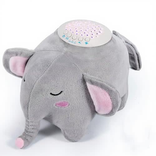 BEREST Baby Elephant Soother Toy with Starry Night Light Projector, Shushing Heartbeat Plush Stuffed Animal with Lullaby Music & White Noise for Newborn Sleep Aid, Perfect Infant Shower Gift