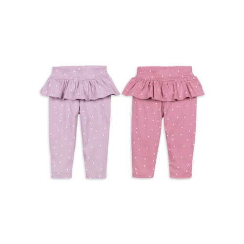 Little Star Organic Baby Girl 2 Pk Peplum Leggings, Size Newborn-24 Months