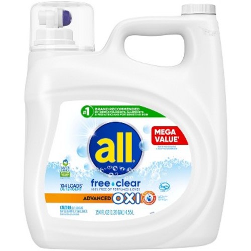 All Advanced Oxi Free Clear Liquid Laundry Detergent - 104 Loads