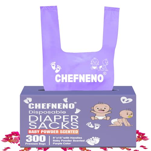 Baby Diaper Bag Disposable (300 ct.) Fresh Baby Powder Scented Easy Tie Handles Scented Diaper Sacks Disposable Dog Poop Waste Bags Cat Litter Clump & Poop Bags Sanitary Pad Waste Bags (300 Bags)