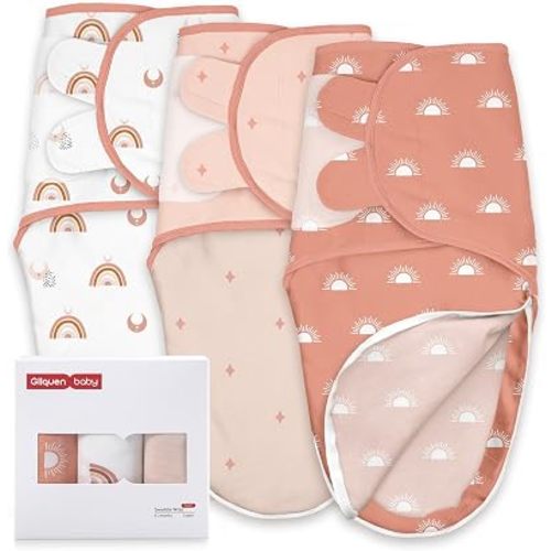 GLLQUEN BABY Newborn Swaddles with Zipper, 0-3 Months, Adjustable Hook&Loop