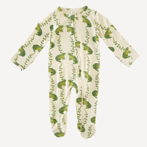 long sleeve two way zipper footie | garden frog | bamboo