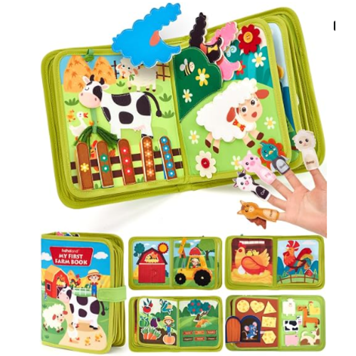 hahaland Busy Book for Toddlers 1-3 - Montessori Toys 1 Year Old Busy Board