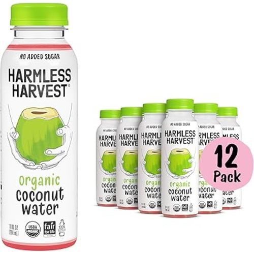 Harmless Harvest Organic Coconut Water 10 Fl Oz, 12 Pack – Original Coconut Water No Sugar Added, No Added Flavor Only Natural Electrolyte Hydration Drink, Non-GMO & Fair for Life Certified
