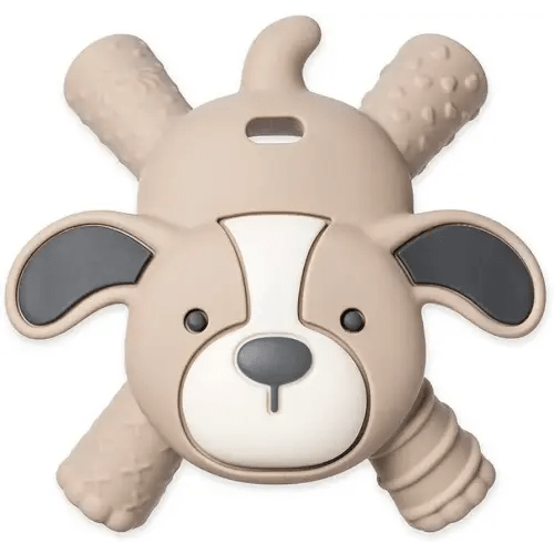 Itzy Ritzy - Ritzy Teether for Molars - Massages Sore Gums & Reaches Back Molars - Silicone Baby Teething Toy with Multiple Textures & Flexible Design - Teething Relief for 3 Months & Up (Puppy)