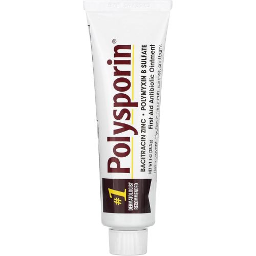 Polysporin First Aid Topical Antibiotic Skin Ointment With Bacitracin Zinc & Polymyxin B Sulfate, For Infection Protection & Wound Care, Neomycin-Free, Travel Size, 1 oz