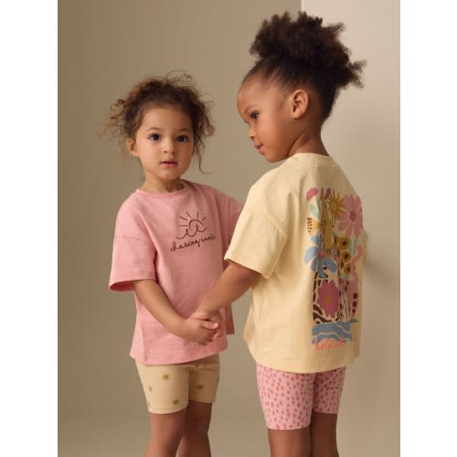 Pink/Yellow Top & Cycle Shorts Set 2 Pack (3mths-7yrs)