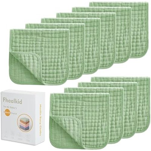 Muslin Burp Cloths Sets Newborn Baby Boy Essentials Must Haves 100% Cotton 10 Pack 22" X 10",6-Layer Baby Bibs & Burp Cloths for Baby Drool and Messes - Soft, Safe & Gentle for Boys & Girls Multi