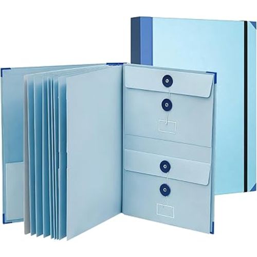 Important Document Organizer,Folders for Documents,Bound Expanding File for Important Papers/Passports/Birth Certificates(Blue)