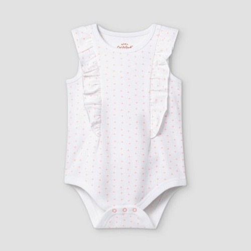 Baby Girls' Mini Heart Ruffle Short Sleeve Bodysuit - Cat & Jack™ White