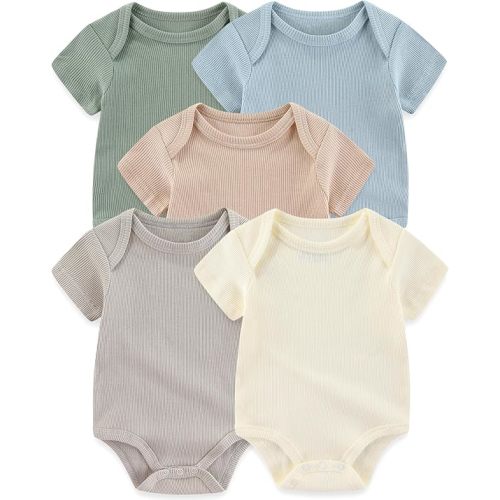 Baby Bodysuits Ribbed Mix Summer Newborn Boy Girl Clothes 5-pack
