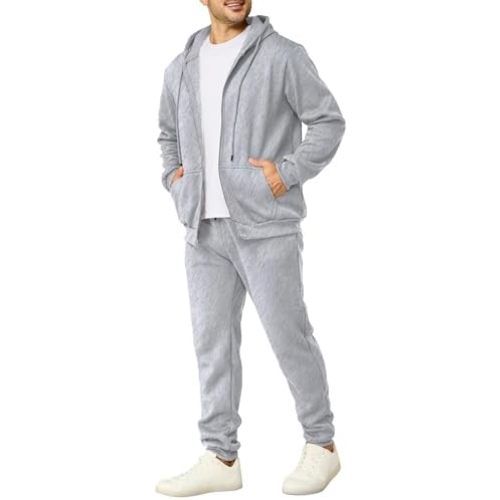 Mens Sweatsuits 2 Piece Casual Full Zip Tracksuits Zip Up Hoodie and Sweatpants Set Athletic Sweat Suits