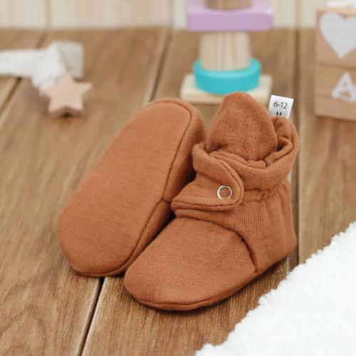 Walnut Muslin Baby Booties, Soft Sole Booties, Organic Baby Boots, New Baby Essentials, Crib Shoes, 1 Year Old Baby Gift, Cute Baby Shoes