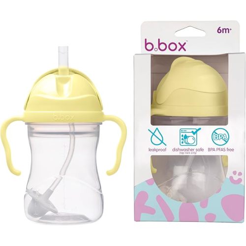 b.box Sippy Cup with Weighted Straw. Drink from any Angle, Leak Proof, Spill Proof, Easy Grip. BPA Free, Dishwasher Safe. For Babies 6m+ to Toddlers (Cobalt, 8oz)