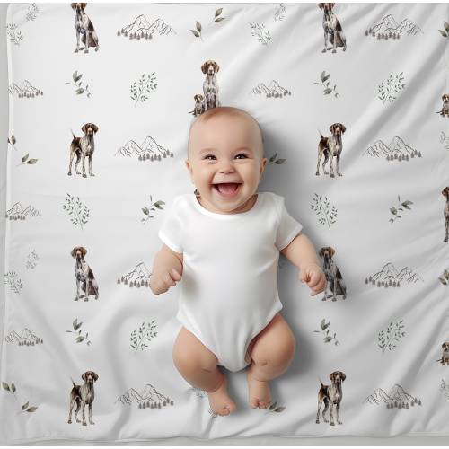 GSP Baby Blanket German Shorthaired Pointer GSP Blanket gsp Crib Sheet gsp Baby Bedding gsp Baby Gift Boy Crib Sheet Crib Set GSP Swaddle