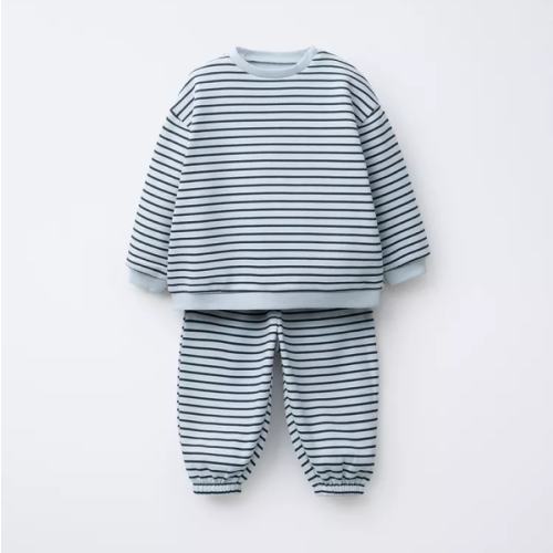 STRIPED SWEATSHIRT AND JOGGER PANTS SET - Mid-blue | ZARA United States