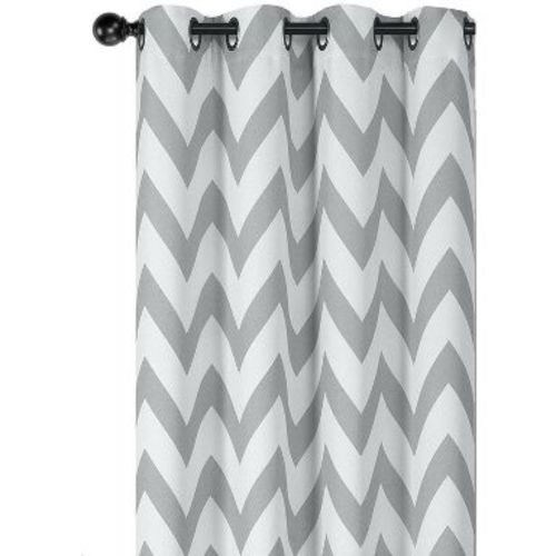 GoodGram 2 Pack: Hotel Thermal Grommet 100% Blackout Curtains - 52 in. W x 63 in. L, Chevron Gray