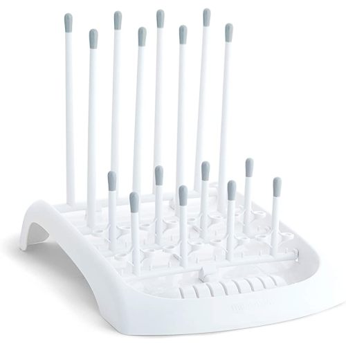 Munchkin Fold Baby Bottle Drying Rack - Compact Design Folds Flat for Easy Storage, White/Grey