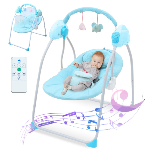 YANAOFFE Electric Baby Swing for Infant Bluetooth Swing with Music,Remote Control,4 Speeds, Blue
