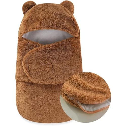 Baby Winter Fleece Swaddle Blanket 0-3 Months Boys Girls Warm Adjustable Newborn Swaddling Wrap Soft Plush Sleeping Sacks