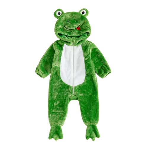 Sasaerucure Baby Girl Boy Halloween Frog Hoodie Jumpsuit | Baby Halloween Romper Casual Zipper Footed Hooded Long Sleeve Frog/Shiba Jumpsuit for Girl Boy Cute Clothes