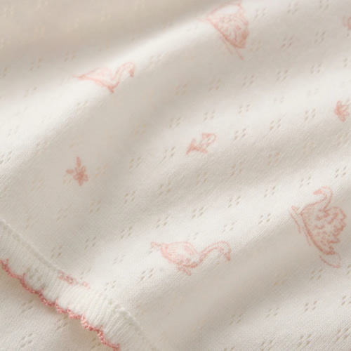 Pink Swan Print Organic Cotton Pointelle Baby Blanket – Elegant Baby