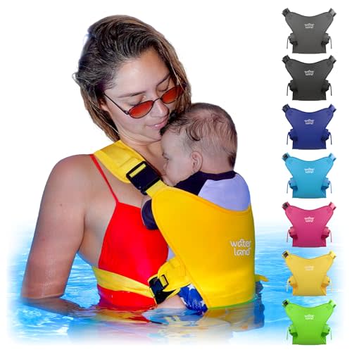 WaterLand Baby Carrier - Innovative Carrier You Can Use Both in Water & Land - Waterproof Infant Chest Holder with Adjustable Straps, Lightweight Toddler Harness for Pool & Beach (Yellow)