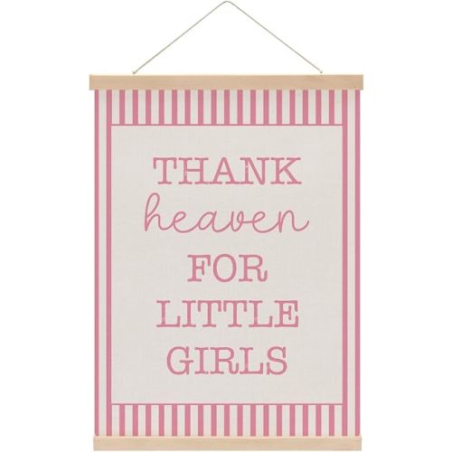 Thank Heaven for Little Girls, Baby Girl Nursery Decor，Baby Girl Room Decor，Pink Wall Hanging Banner for Nursery Bedroom Playroom