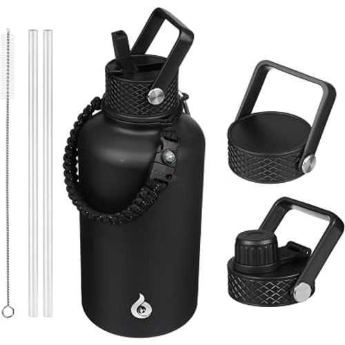 BJPKPK 64oz Insulated Water Bottle, Half Gallon Water Jug with Straw Lid