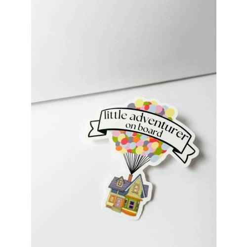 Up Pixar baby on board bumper sticker, Little Adventurer on Board