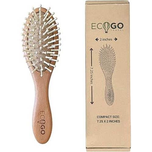 Small Wooden Hair Brush – Bamboo Bristle Brush – Compact, Travel-Friendly, Fits in Purse or Pocket – Great Gift Idea for Women, Men & Kids – Scalp Massage, Ergonomic Handle