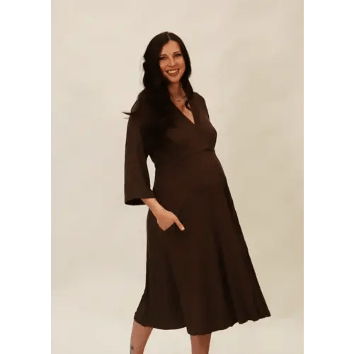 Lila Labor & Postpartum Gown in Mocha
