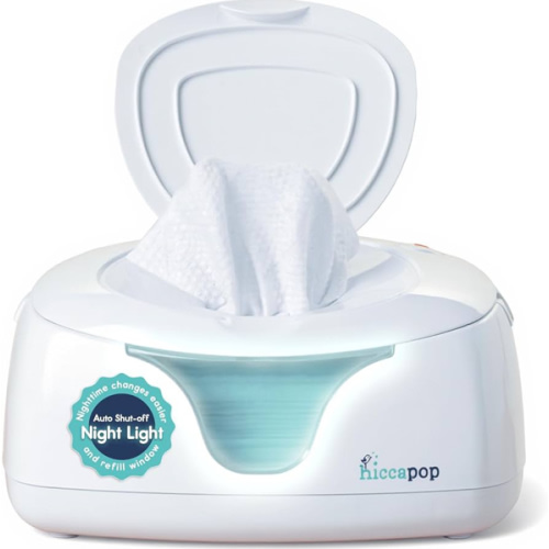 Hiccapop Baby Wipe Warmer and Baby Wet Wipes Dispenser | Baby Wipes Warmer for Babies | Diaper Wipe Warmer with Changing Light, White