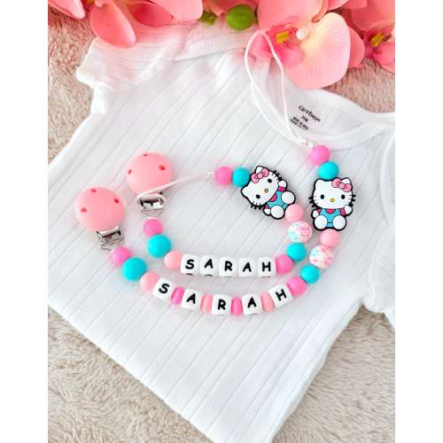 Personalized Pacifier Clip Hello Kitty,Custom Pacifier Holder Sanrio,Newborn Baby Shower Gift