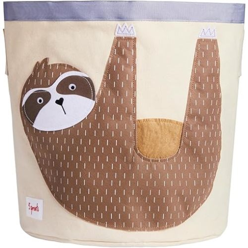 3 Sprouts Canvas Storage Bin - Laundry and Toy Basket for Baby and Kids, Sloth