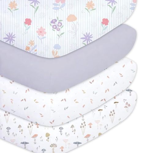 4PK Girls Crib Sheets, Microfiber Mattress Cover, Botanical Garden