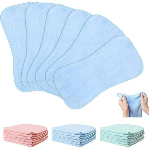 6 Pack Coral Fleece Baby Burp Cloths for Baby Boys and Girls 20 x 10 Inch Super Soft & Highly Absorbent Burp Cloths for Sensitive Skin Newborn Essential (Blue)