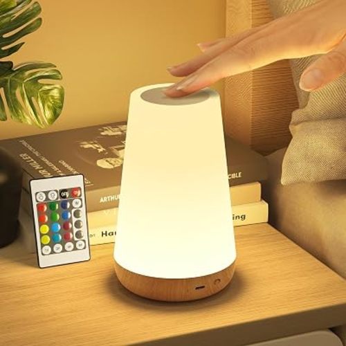 Night Light for Kids Touch & Remote Control, Dimmable Touch Lamp with 13 Color & 5 Brightness, Battery 0perated Lamp with Timer & Memory, LED Nursery Night Light for Bedroom Bathroom Camping