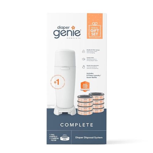 Diaper Genie Registry Gift Set | Includes Diaper Genie Complete Diaper Pail, 8 Refill Bags, 1 Carbon Filter | Perfect Starter Kit - BD231