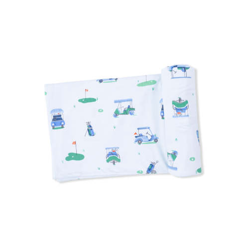 Stretch Swaddle, Vintage Golf Carts Blue