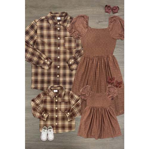 Family Brown Dress & Flannel