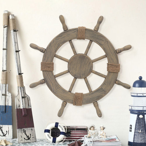 Breakwater Bay Ornamental Nautical Ship Steering Wheel Home Wall Decor & Reviews | Wayfair