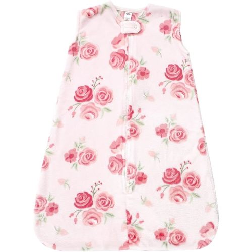 Hudson Baby Unisex Baby Plush Sleeping Bag, Sack, Blanket, Blush Rose Sleeveless, 6-12 Months