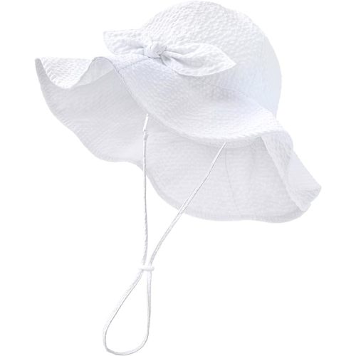 HONGTEYA Baby Sun Hat Toddler Girl Beach Hat Adjustable Outdoor Summer Hat UPF 50+ Sun Protection Wide Brim Infant Kids
