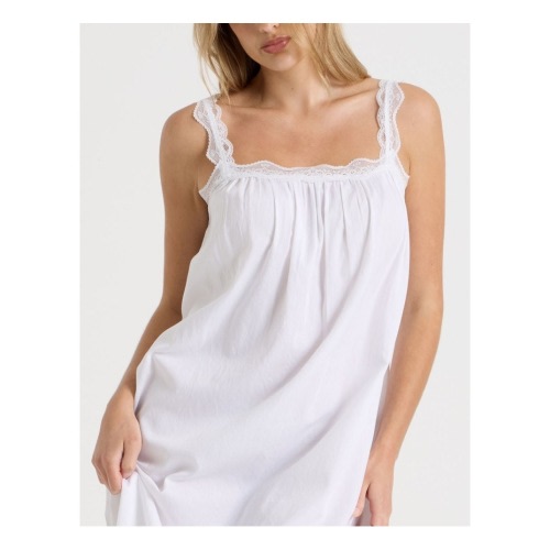 Divine Cotton & Lace Long Chemise in White