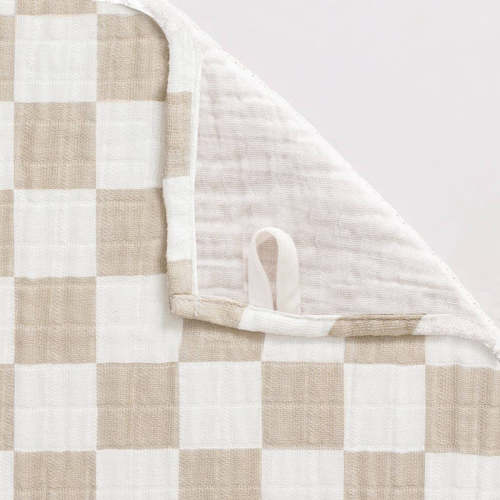 Breastfeeding Boss - Multipurpose Muslin Fabric - Toast Checkerboard