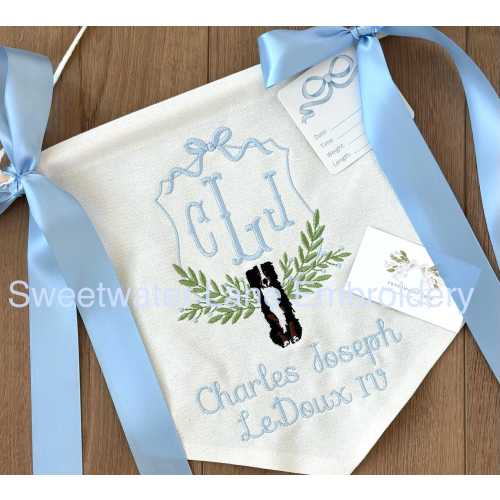 Custom Baby Banner with BERNEDOODLE, BERNESE Mountain Dog, Puppy Baby Banner, Welcome Banner, Hospital Door Sign, Baby Shower