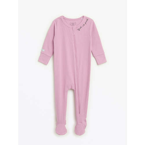 Solid Mauve PJ Footed Onesie Ribbed Cotton-Bamboo Blend – Holy Pals